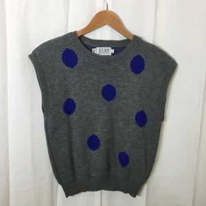 ✨Vintage✨ Russ Petites gray polkadot knit vest PS